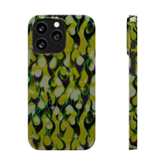 GREEN FLAMES Phone Cases