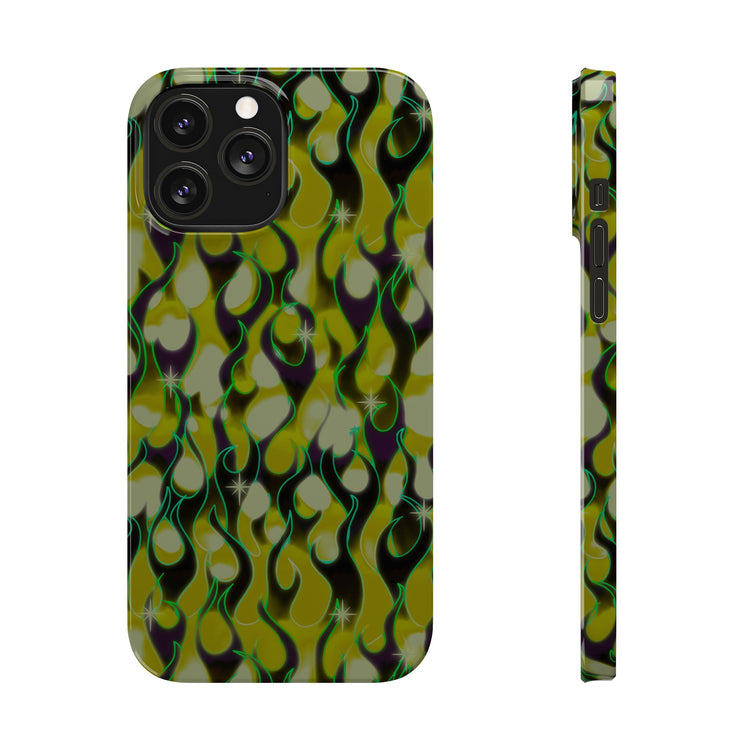 GREEN FLAMES Phone Cases