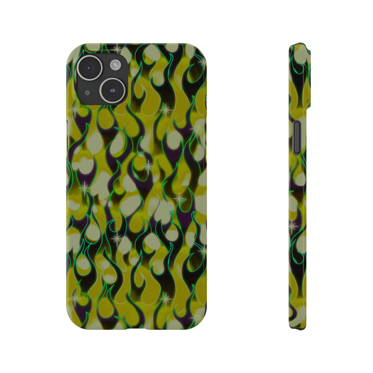 GREEN FLAMES Phone Cases