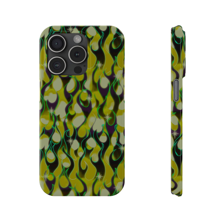 GREEN FLAMES Phone Cases