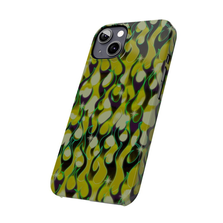 GREEN FLAMES Phone Cases