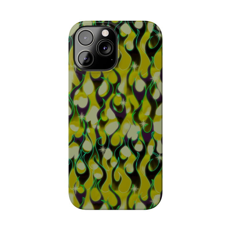 GREEN FLAMES Phone Cases