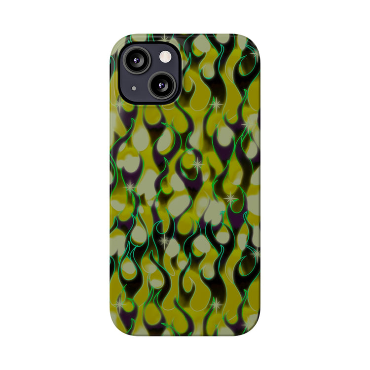 GREEN FLAMES Phone Cases