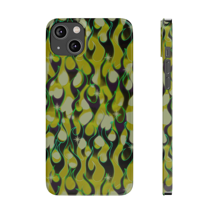 GREEN FLAMES Phone Cases