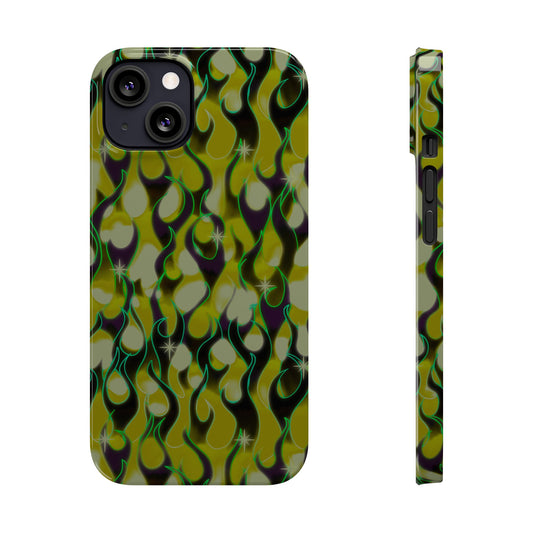 GREEN FLAMES Phone Cases