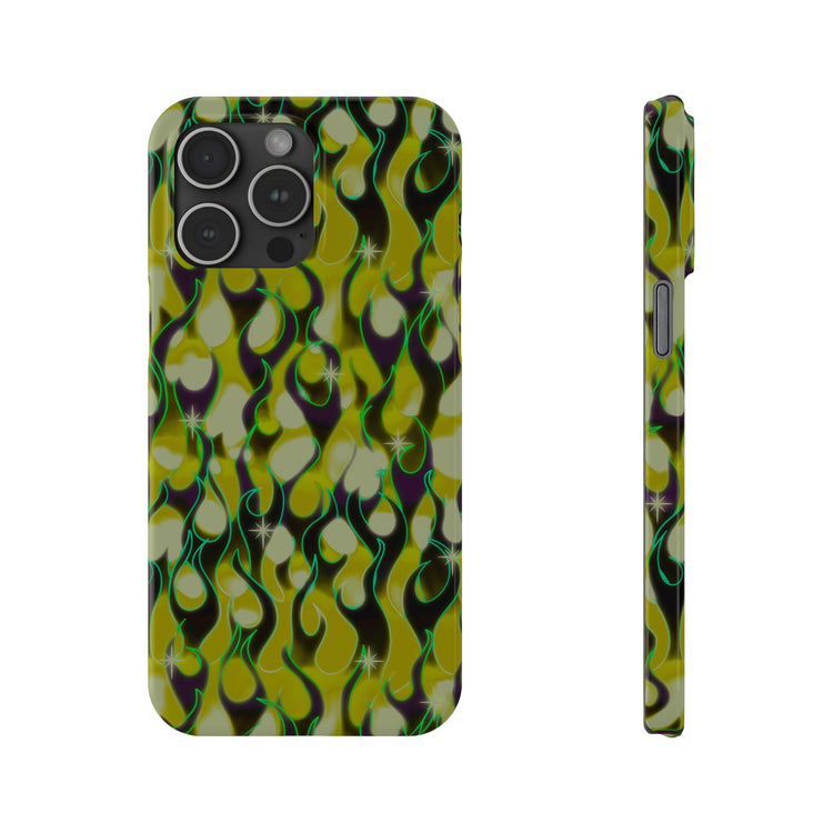 GREEN FLAMES Phone Cases