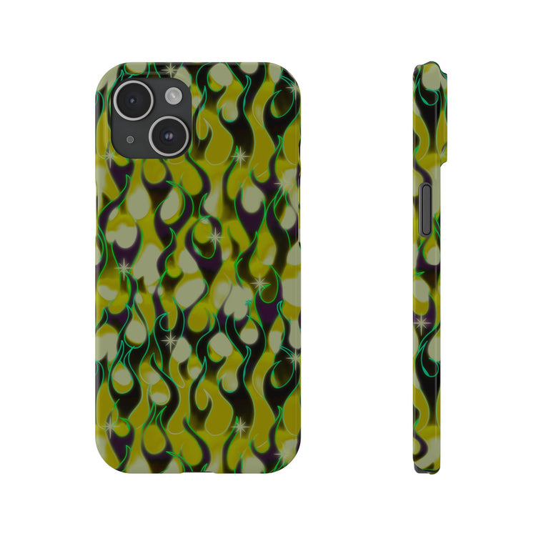 GREEN FLAMES Phone Cases