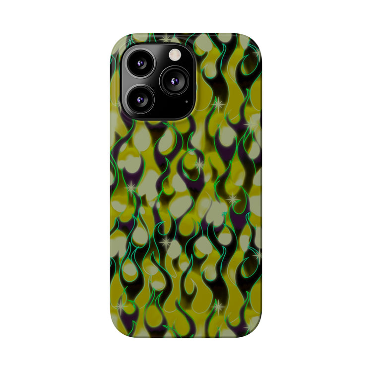 GREEN FLAMES Phone Cases