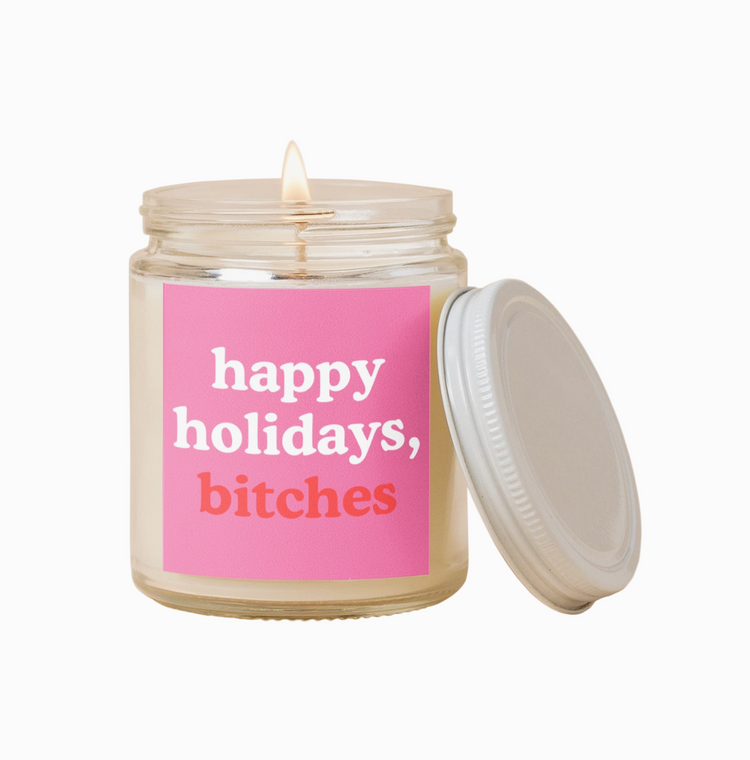 HAPPY HOLIDAYS GLASS CANDLE