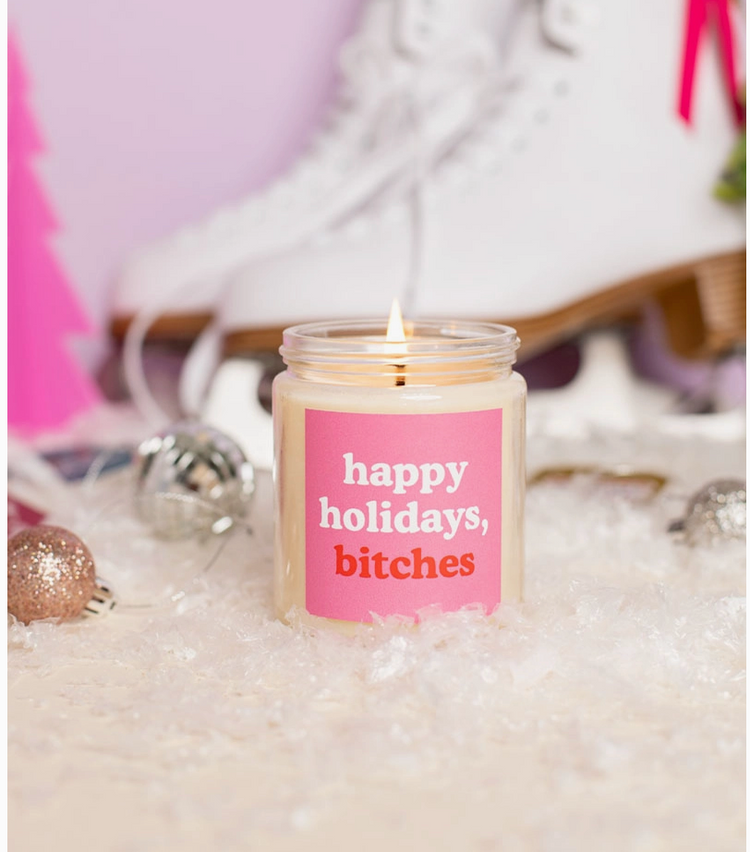 HAPPY HOLIDAYS GLASS CANDLE